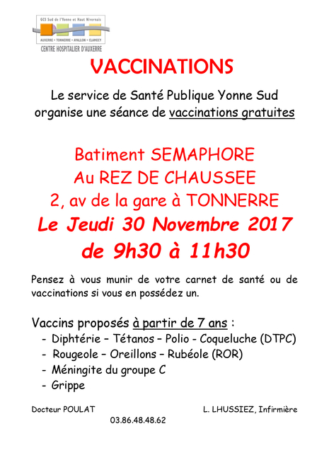 vaccination Tonnerre semaphore 30 11 2017