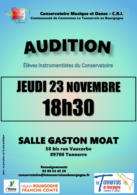 audition instruments jeudi 23 novembre 2017