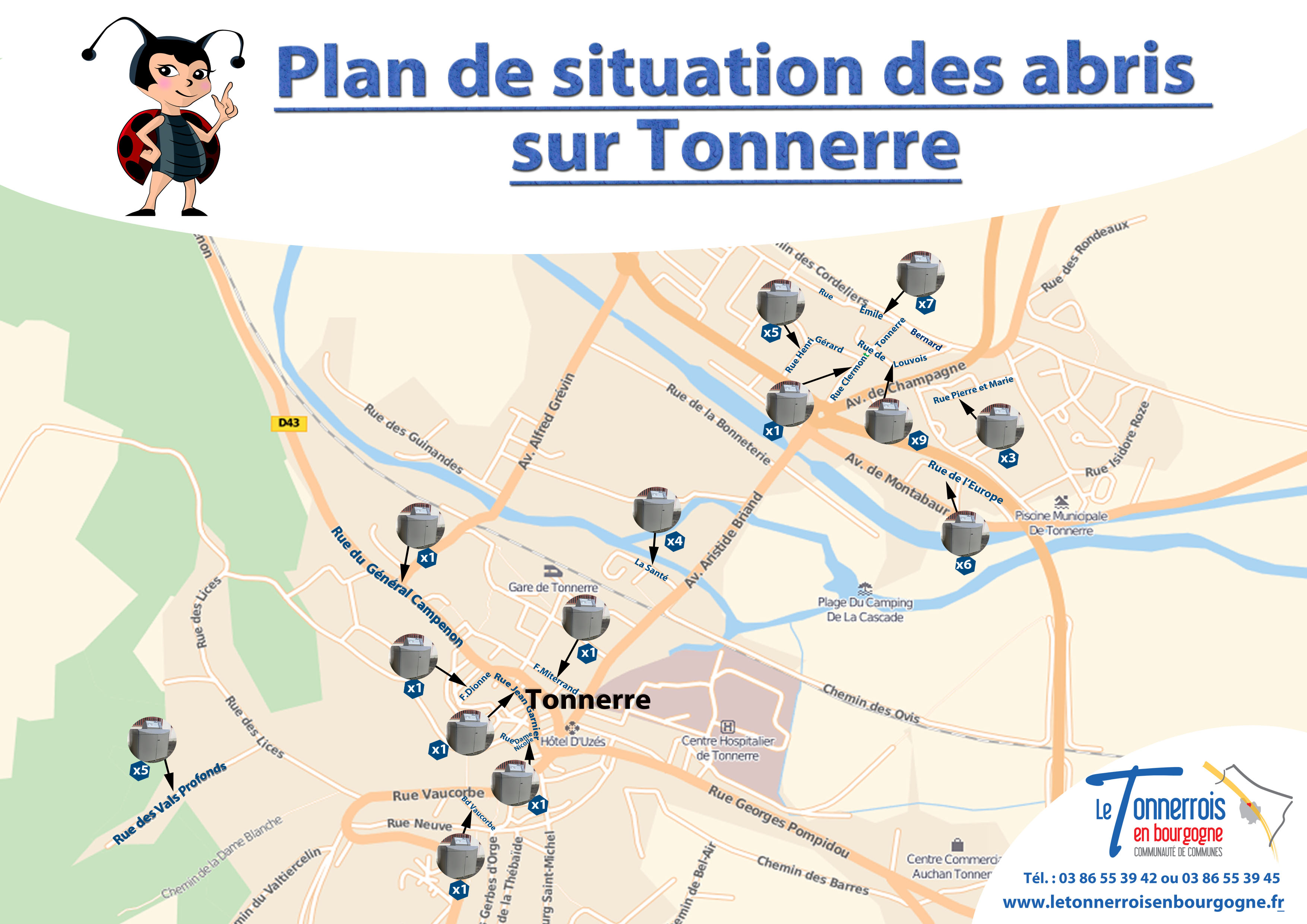 plan de situation des abris sur Tonnerre