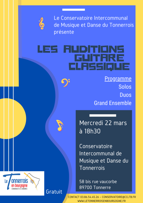 Auditions guitare classique 22 mars 2023