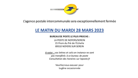 Fermeture exceptionnelle la poste ancy le franc 28 03 2023 matin