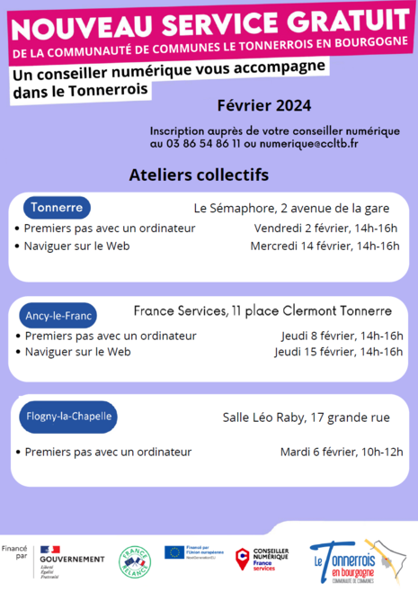 Ateliers du conseiller numérique du Tonnerrois février 2024