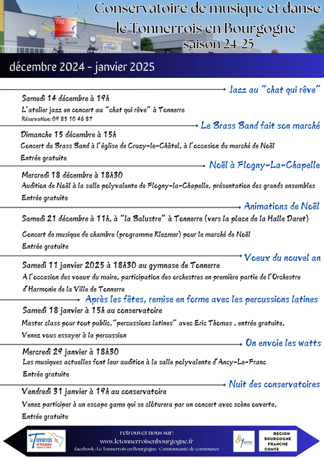 Concerts du Conservatoire dec 2024-janvier 2025