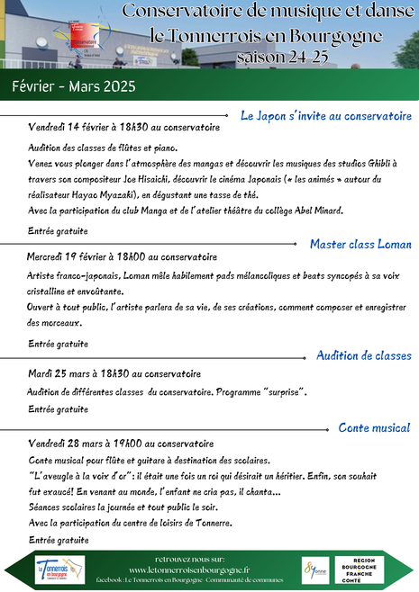 Programme févier-mars 2025 du Conservatoire