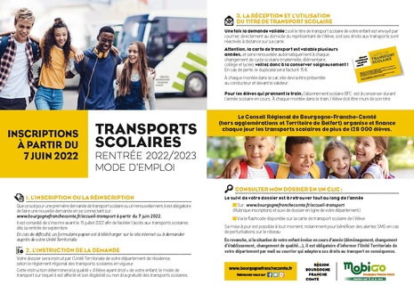 Transports scolaires inscriptions 2022-2023