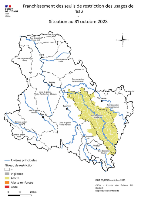 Carte sécheresse au 31 octobre 2023